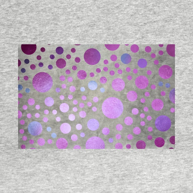 Abstract Blue and Violet Gold Polka Dots over Metallic Surface by sundressed
